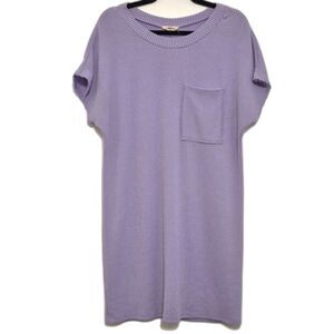 Entro T-Shirt Dress Large Ribbed Lilac Stretch Casual Minimalist Relaxed Summer